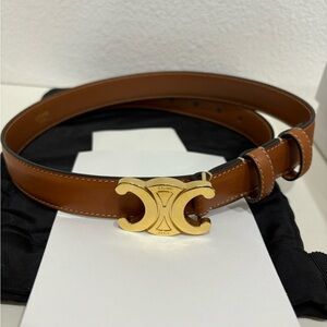 Celine Medium Triomphe Belt in tan